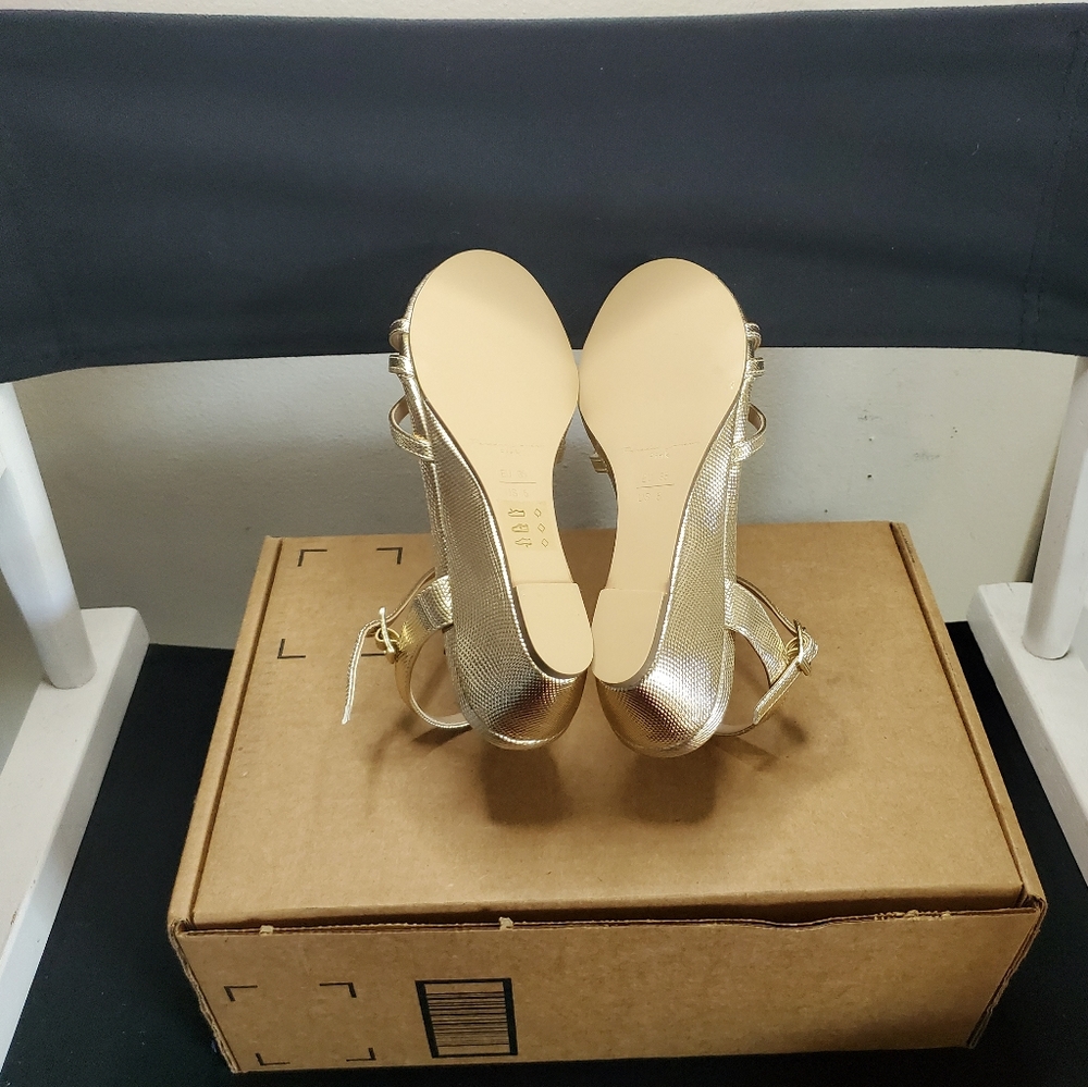 PARADOX LONDON Womens Tessa Wedge Sandal Size 5, Champagne - Picture 10 of 11